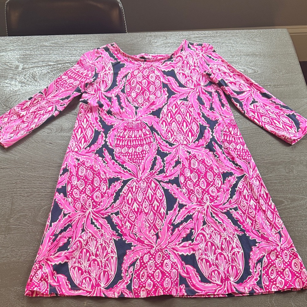 Lilly Pulitzer 🍍 Print Dress, size S, 3/4 length sleeves, 33” shoulder to hem